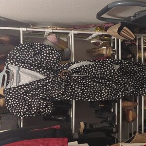 Black & white polka dot puff sleeve dress